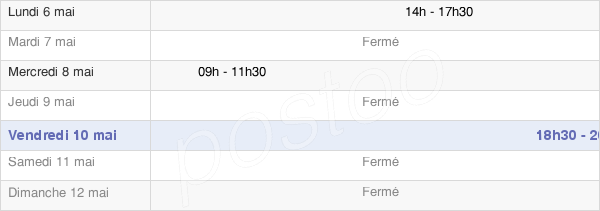horaires d'ouverture de la Mairie De Saint Franc