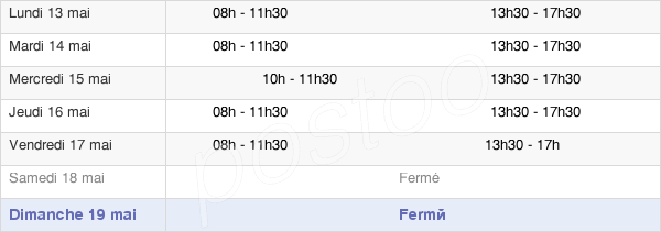 horaires d'ouverture de la Mairie De Francs