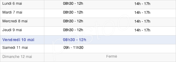 horaires d'ouverture de la Mairie De Veigy-Foncenex
