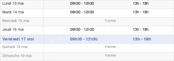 horaires d'ouverture de la Mairie De Solférino