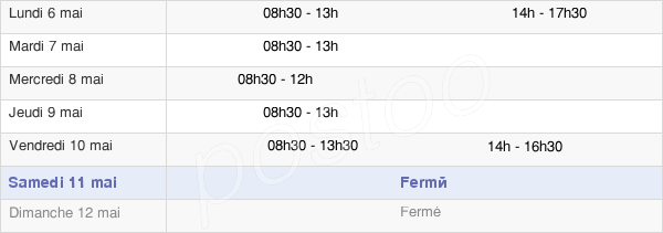 horaires d'ouverture de la Mairie De Thénezay