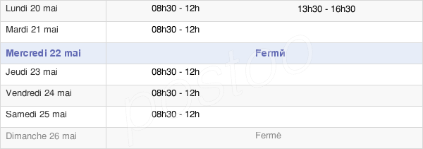 horaires d'ouverture de la Mairie De Fossemagne
