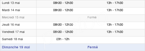 horaires d'ouverture de la Mairie De Bussière-Badil