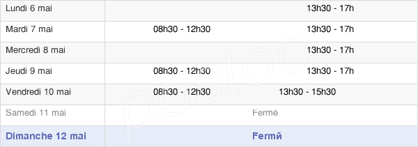 horaires d'ouverture de la Mairie De Saint-Laurent-Des-Vignes