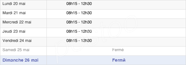 horaires d'ouverture de la Mairie De Saint-Jean-De-Côle