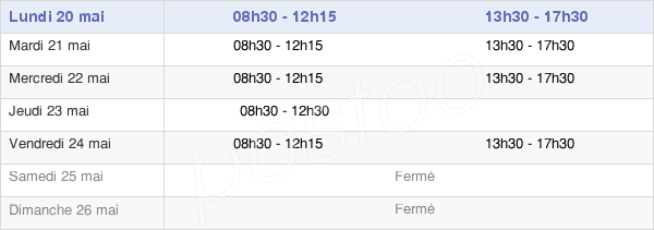 horaires d'ouverture de la Mairie De Saint-Georges-Les-Landes