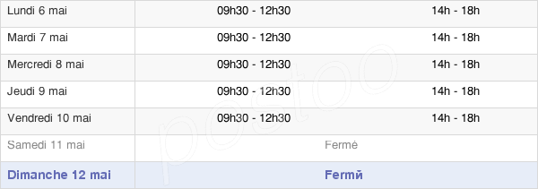 horaires d'ouverture de la Mairie De Dournazac