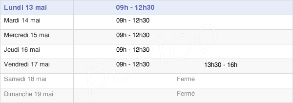 horaires d'ouverture de la Mairie De Saint-Denis-Du-Payré