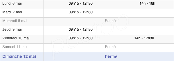 horaires d'ouverture de la Mairie De Bourneau