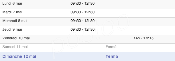 horaires d'ouverture de la Mairie De Réaumur