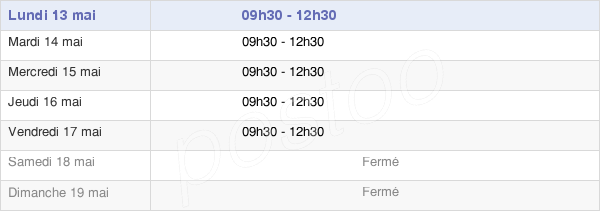 horaires d'ouverture de la Mairie De Mailly-Champagne