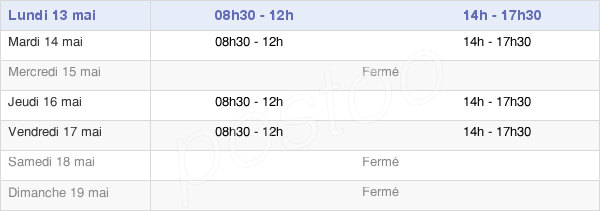 horaires d'ouverture de la Mairie De Laons