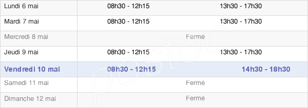 horaires d'ouverture de la Mairie De Champrond-En-Perchet